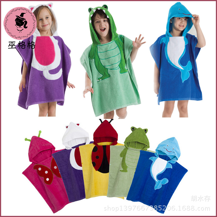 2015新款純棉割絨印花寶寶兒童浴巾 浴袍 卡通造型包被 沙灘巾工廠,批發,進口,代購