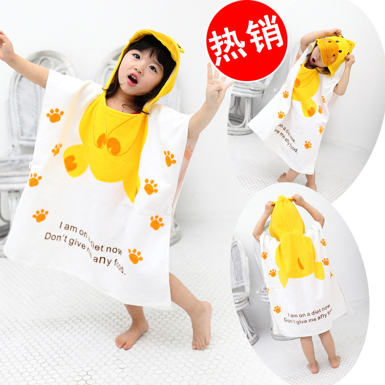 2013新款兒童浴巾 卡通造型沙灘巾 純棉毛巾 120*60 黃色河馬工廠,批發,進口,代購