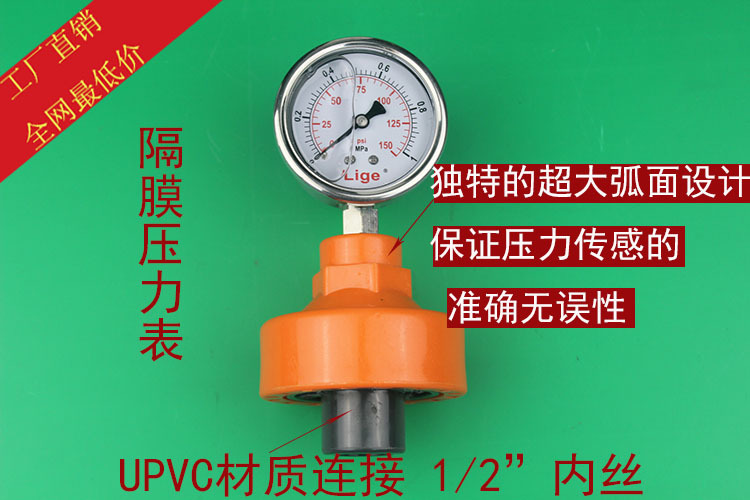 UPVC隔膜壓力表  耐腐蝕抗震隔膜壓力表 壓力表保護裝置批發・進口・工廠・代買・代購
