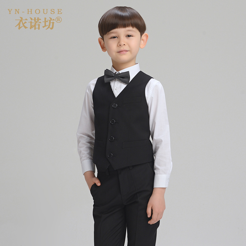 韓版男童西裝 四件套馬甲套裝花童禮服正裝黑色高檔 衣諾坊正品工廠,批發,進口,代購