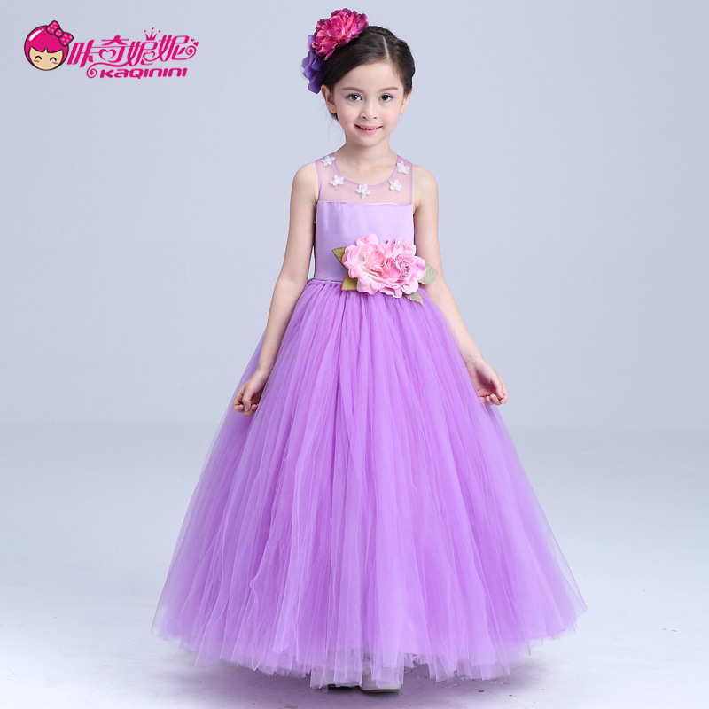 新款紫色女童禮服晚禮服裙花童裙兒童公主裙婚紗裙蓬蓬裙演出服工廠,批發,進口,代購