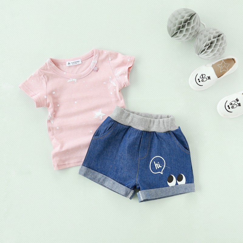 韓版童裝2016夏季童裝新款韓國星星粉色親子T恤一件代發TC182工廠,批發,進口,代購