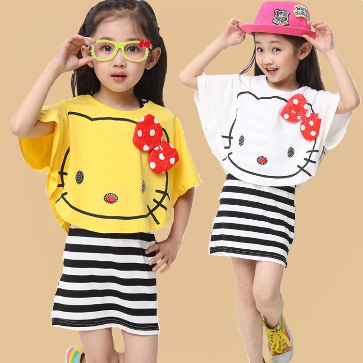 童裝一件代發女童裙套裝夏裝2016新款中小童韓版KT貓裙兩件套時尚工廠,批發,進口,代購