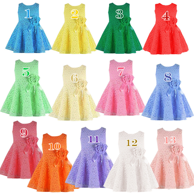 2016歐美外貿童裝春夏款新品無袖蕾絲女童連衣裙 13色可選工廠,批發,進口,代購