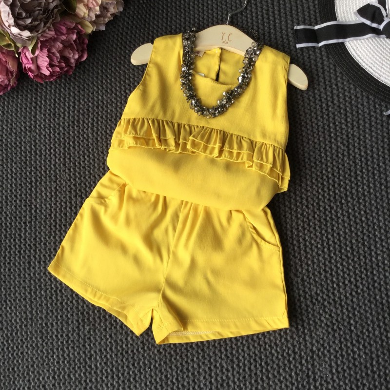 超萌童裝批發 2016夏季新品 女童木耳邊套裝歐美清爽兩件套工廠,批發,進口,代購