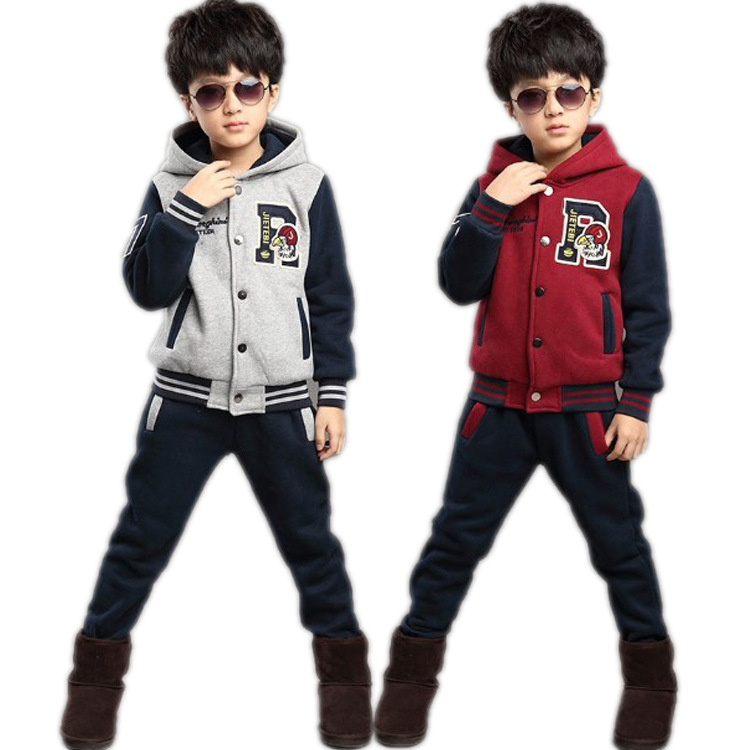 童裝男童套裝2015秋冬款中大童棒球服兒童加厚衛衣套裝休閒開衫潮工廠,批發,進口,代購