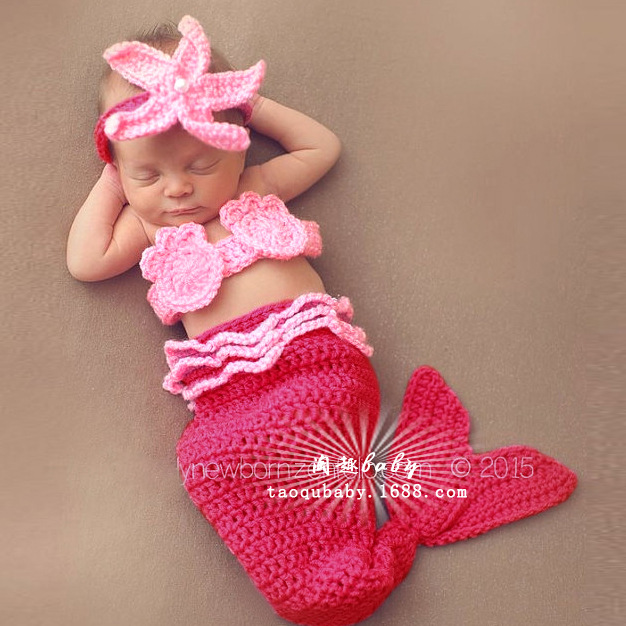 兒童攝影服裝新款美人魚造型服裝手工毛線編織衣服速麥通熱銷工廠,批發,進口,代購
