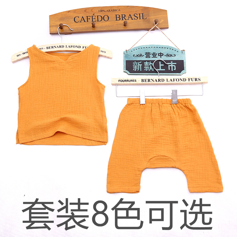 辰辰傢兒童套裝夏男女童寶寶背心套裝棉麻無袖上衣大pp褲子工廠,批發,進口,代購