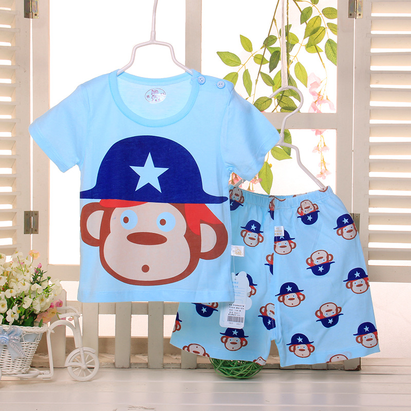 童夏裝套裝2016新款嬰幼兒服裝0-3歲兒童薄款純棉寶寶短袖褲套裝工廠,批發,進口,代購
