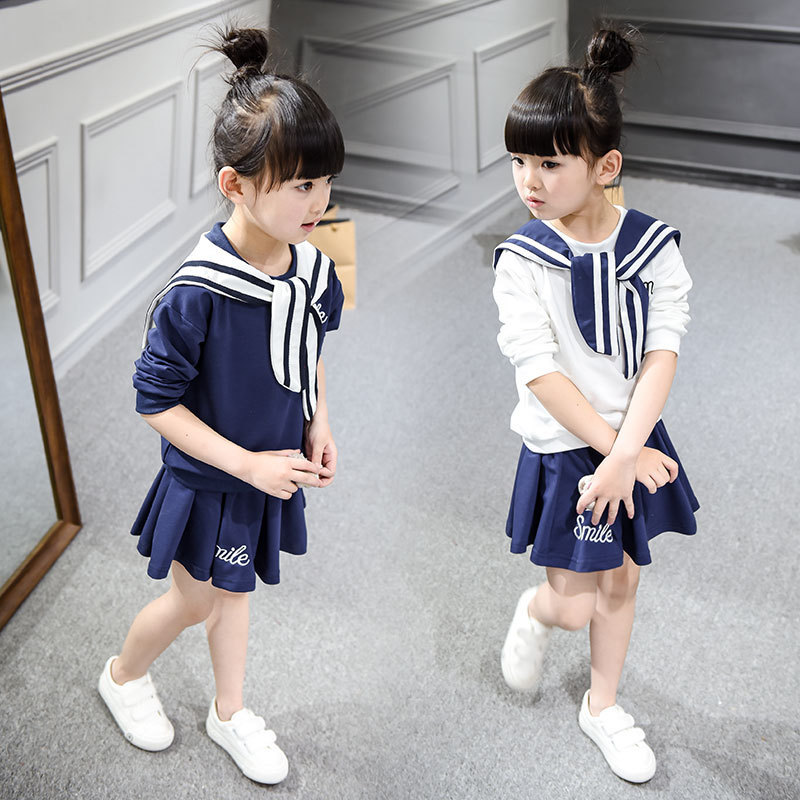 校服一件代發 2016春季新款外貿童裝女童學院范衛衣短裙套裝工廠,批發,進口,代購