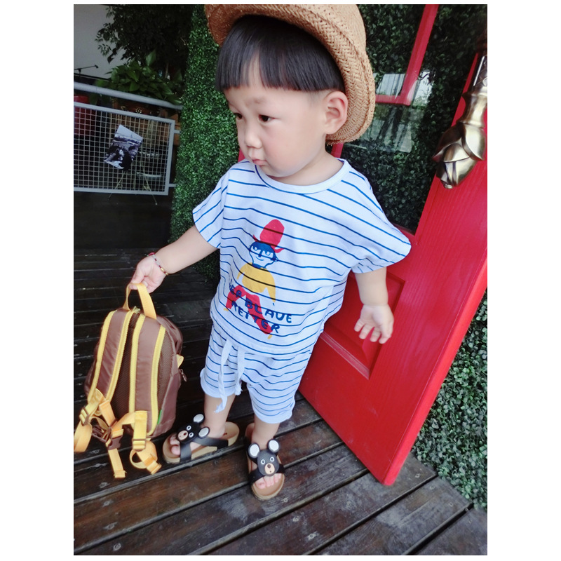 2016新款童裝夏款男女童寶寶條紋塗鴨套裝工廠,批發,進口,代購