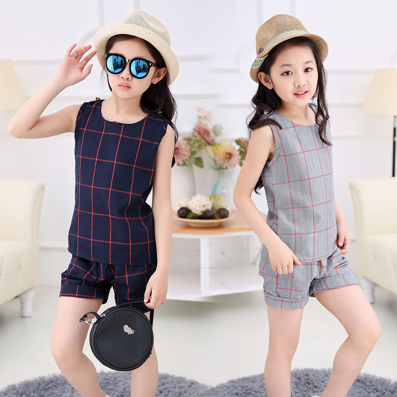 童裝女童夏裝2016兒童短袖運動兩件套裝小女孩夏季衣服中大童代發工廠,批發,進口,代購