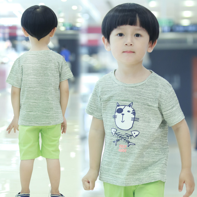 男童夏裝套裝2015兒童運動兩件套潮1-2-3-4-5歲寶寶純棉短袖童裝工廠,批發,進口,代購