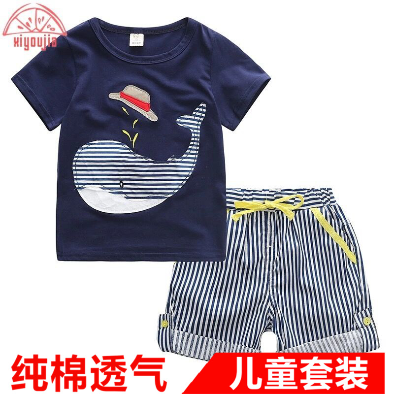 2016夏季新款兒童套裝批發中小童鯨魚套裝透氣親膚兩件套廠傢直銷工廠,批發,進口,代購