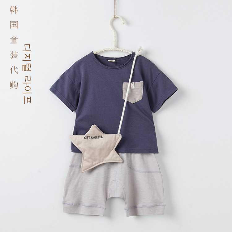 2016童裝夏款新品韓國搭配男童兩件套高檔小童寶寶初跑童衫t恤工廠,批發,進口,代購