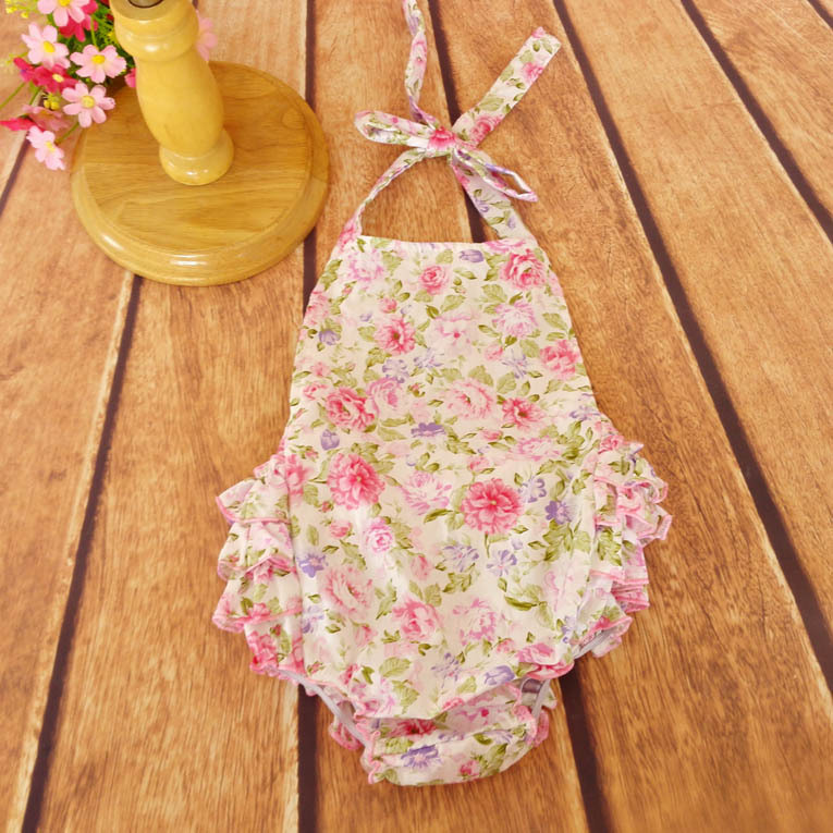 一條起批 歐美熱銷 純棉兒童肚兜褲 全棉嬰兒爬服 粉色小牡丹花工廠,批發,進口,代購