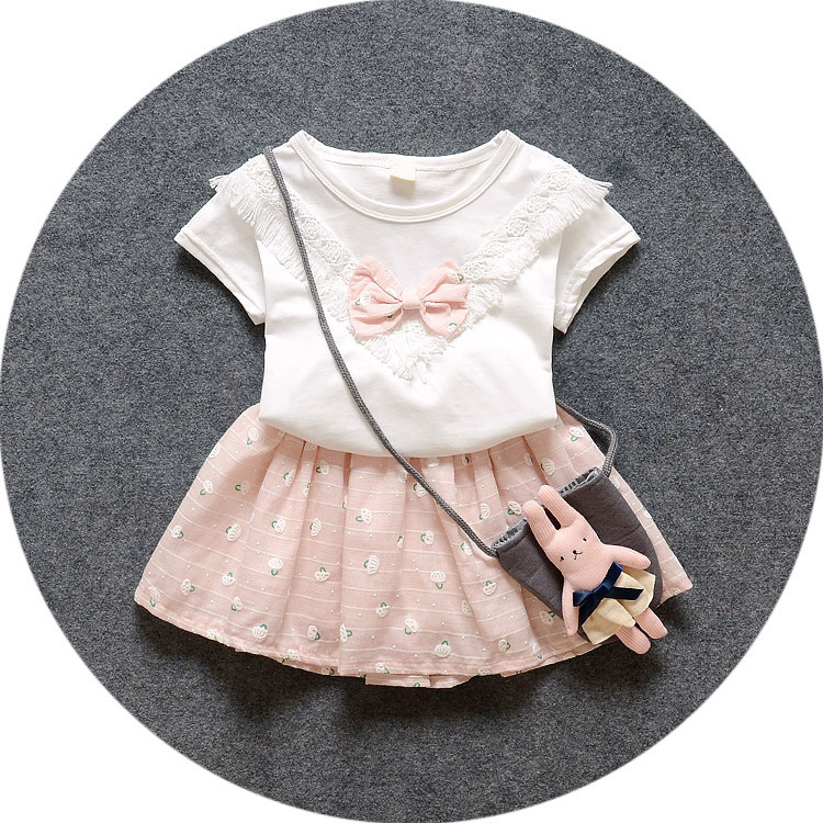淘寶外貿童裝一件代銷女童短袖套裝棉麻兒童兩件套嬰幼兒夏裝服裝工廠,批發,進口,代購