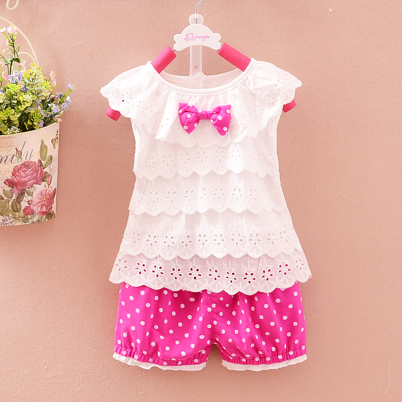 2015最新款童套裝批發 夏季純棉女童無袖套裝 寶寶外出服工廠,批發,進口,代購