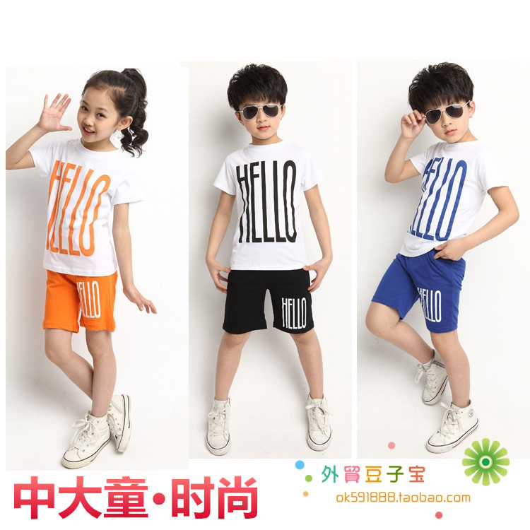 童裝批發廠傢直銷 2016夏季新品網絡爆款大大hello中大童兒童套裝工廠,批發,進口,代購