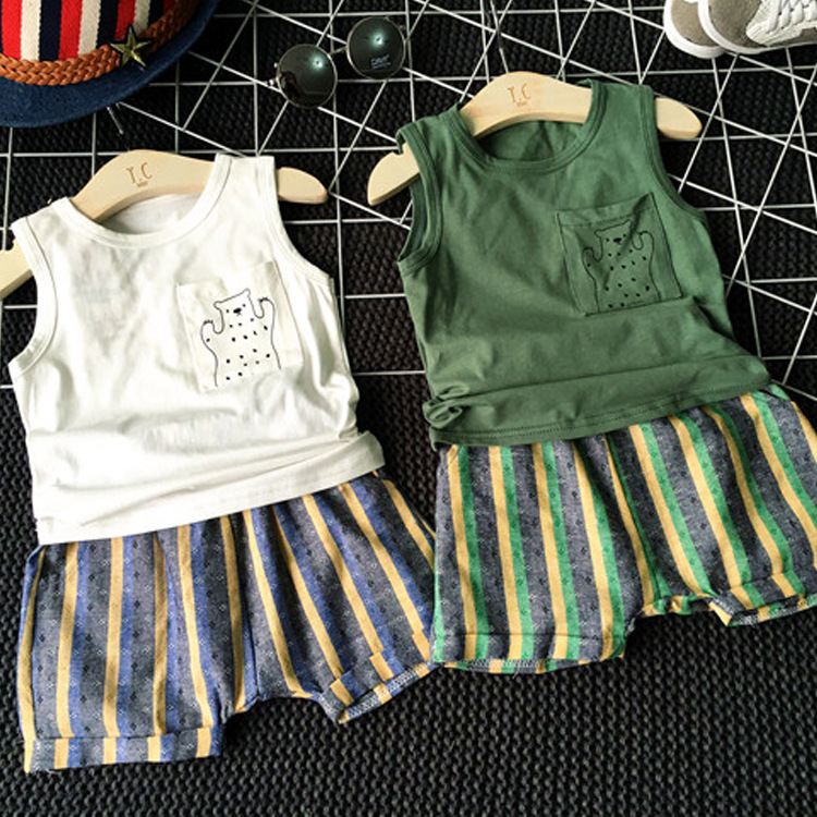 童套裝批發 夏季男童背心上衣+短褲兩件套兒童套裝工廠,批發,進口,代購