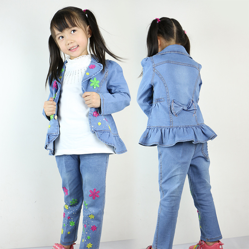 兒童套裝女童牛仔秋款童裝2016新款女童套裝潮范歐美中小童三件套批發・進口・工廠・代買・代購