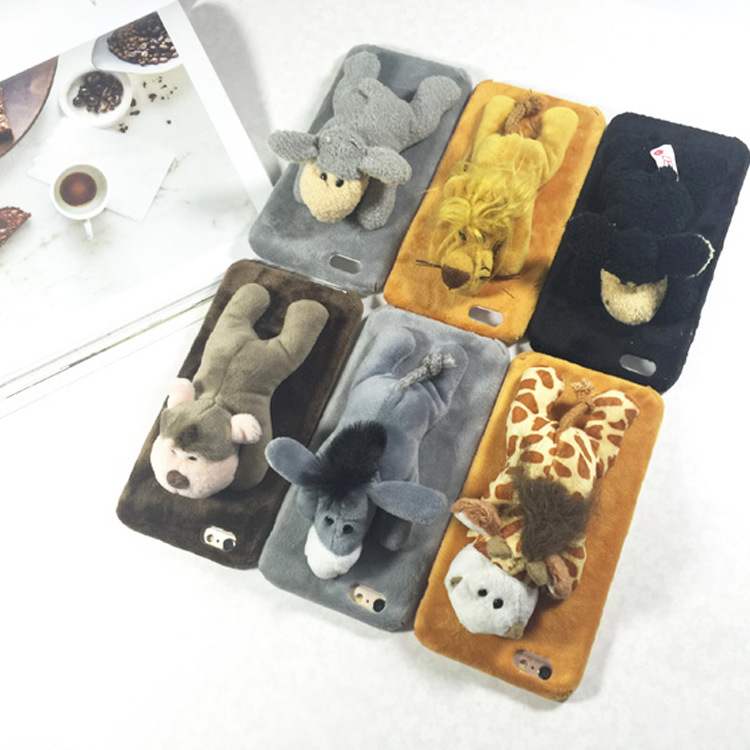 日本代購小毛驢iPhone6手機殼毛絨6plus趴趴動物支架保護套6s卡通工廠,批發,進口,代購