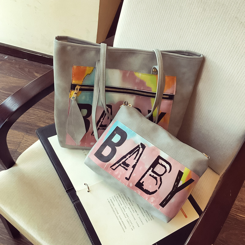 2016歐美出口外貿女包 時尚潮人兩件套手提子母包baby印花單肩包工廠,批發,進口,代購
