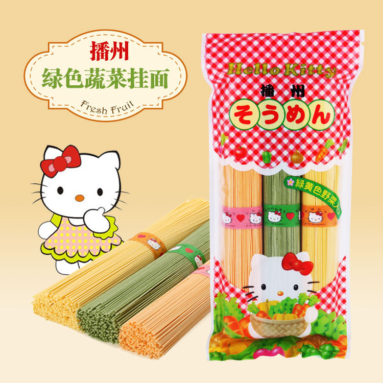 現貨17.10月！日本Hello kitty播州三色細麵嬰幼兒掛麵寶寶蔬菜麵工廠,批發,進口,代購