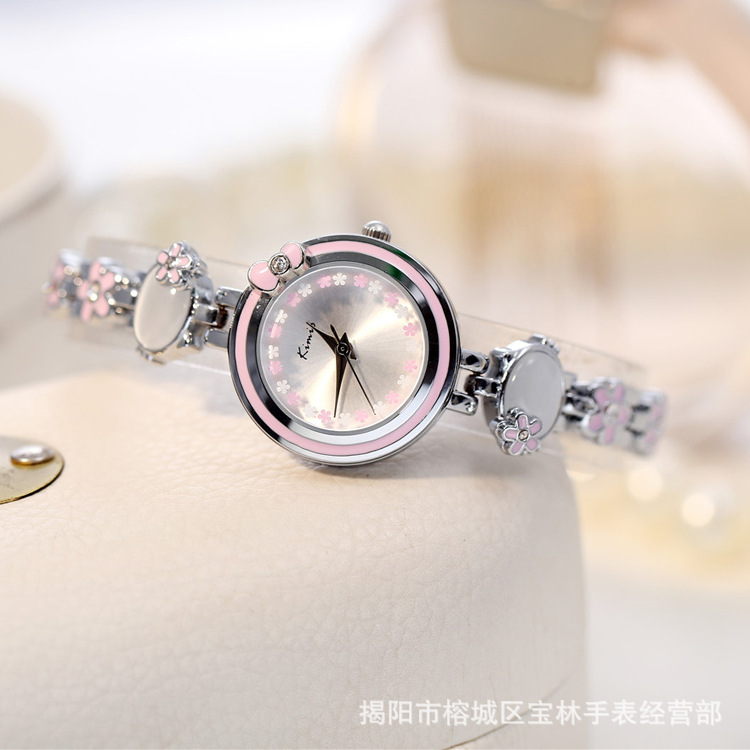 香港KIMIO潮流時尚可愛KITTY貓女士手錶粉紅蝴蝶結水鉆手鏈表女工廠,批發,進口,代購