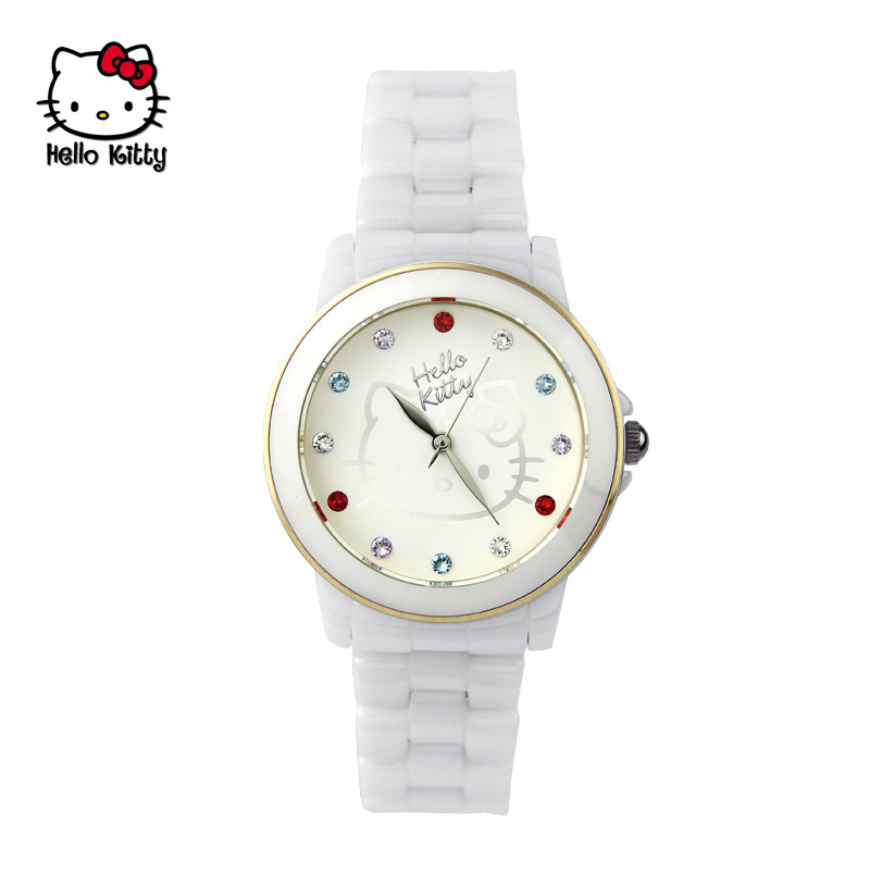 正品helloKitty手錶陶瓷女表簡約女士手錶時尚女學生白色手鏈表工廠,批發,進口,代購