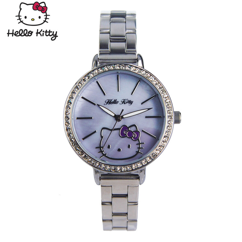 正品Hello Kitty時尚女表 凱蒂貓手錶質感鋼帶 鑲鉆表盤 防水手錶工廠,批發,進口,代購