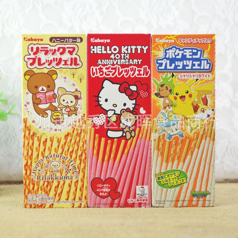 日本kabaya卡巴也 hello kitty/托馬斯火車頭餅乾棒草莓/巧克力味工廠,批發,進口,代購