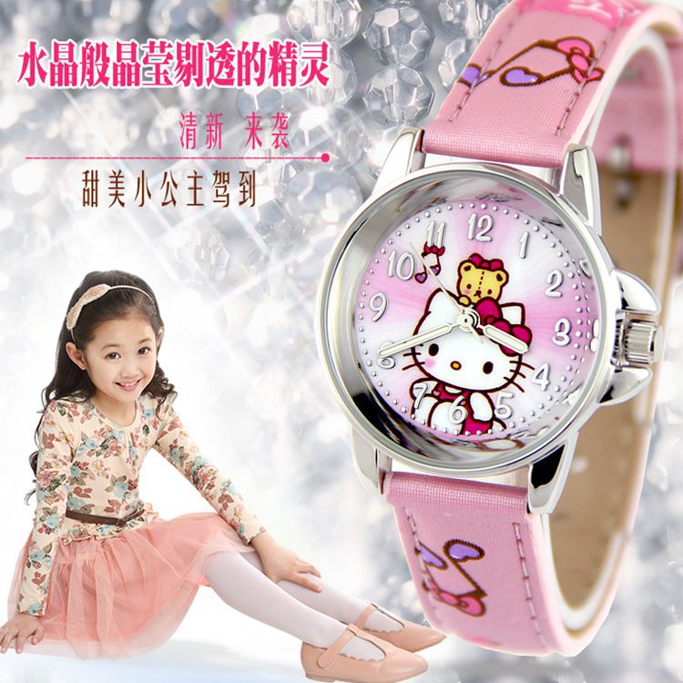 新款正品米提娜兒童手錶精細刻度時尚凱蒂貓女孩腕表學生女童表工廠,批發,進口,代購
