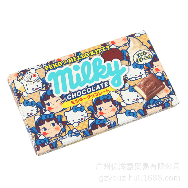 批發日本巧克力 不二傢milky 凱蒂貓冰淇淋牛奶夾心巧克力12粒42g工廠,批發,進口,代購