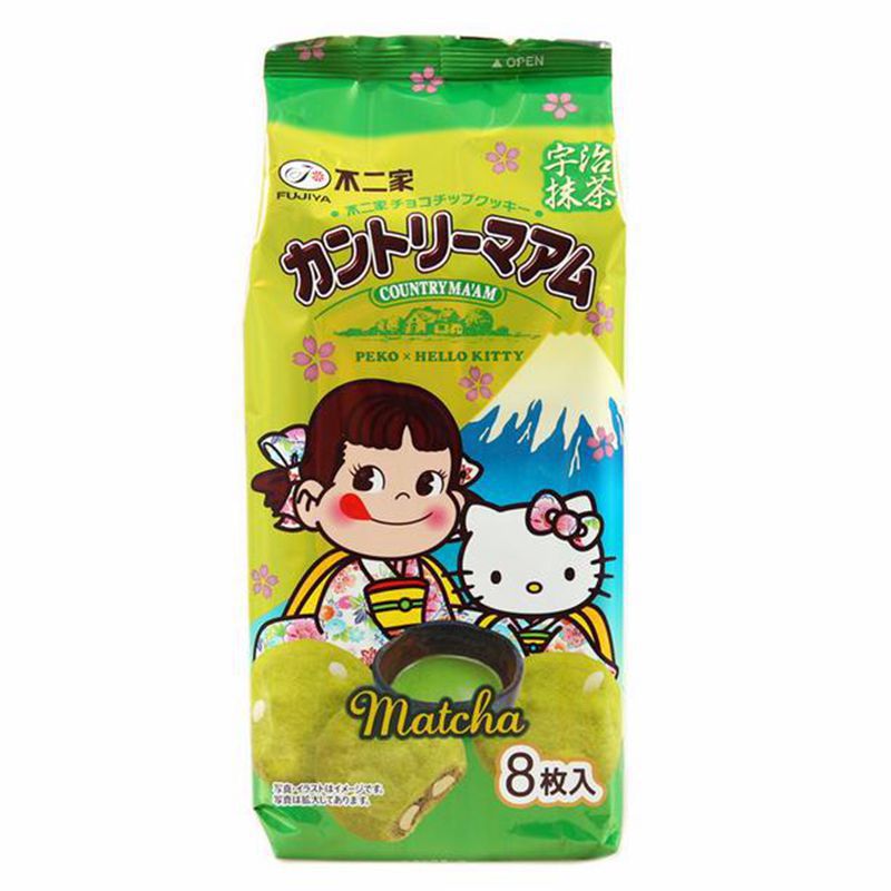 日本 不二傢 凱蒂貓宇治抹茶粒粒白巧克力夾心軟曲奇餅乾8枚184g工廠,批發,進口,代購