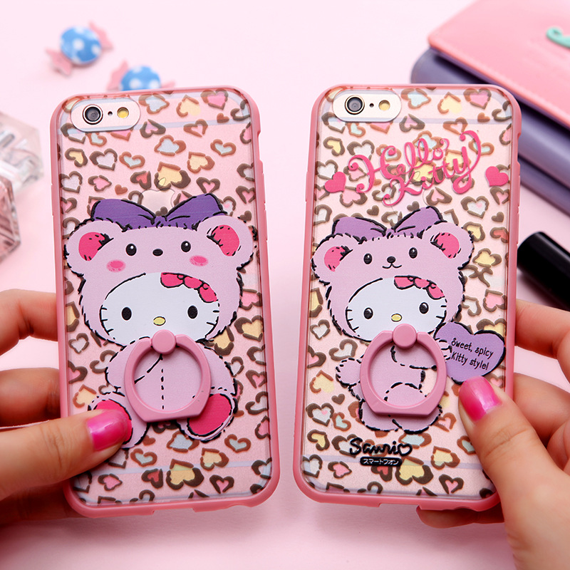 iPhone6s手機殼凱蒂貓日本蘋果6plus保護套kt可愛支架指環粉色女工廠,批發,進口,代購