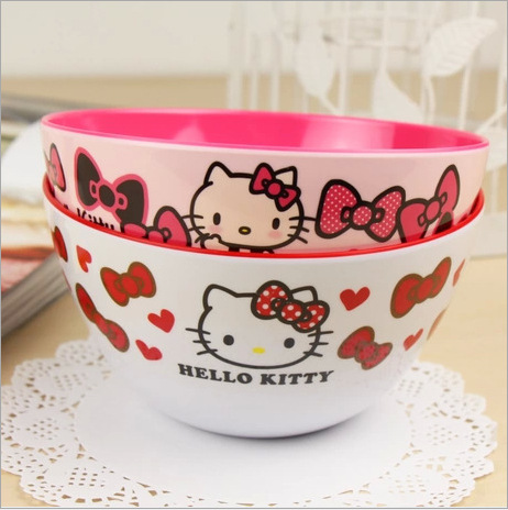 出口日本 Hello Kitty 凱蒂貓 密胺 飯碗 美耐皿 防摔餐具 黑結粉批發・進口・工廠・代買・代購