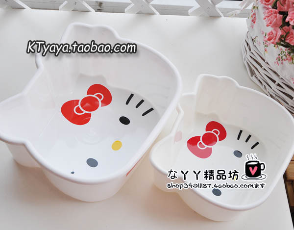 日本 Hello Kitty 凱蒂貓外單 正版 臉盆 水果盆水盆 雜物籃 白色工廠,批發,進口,代購