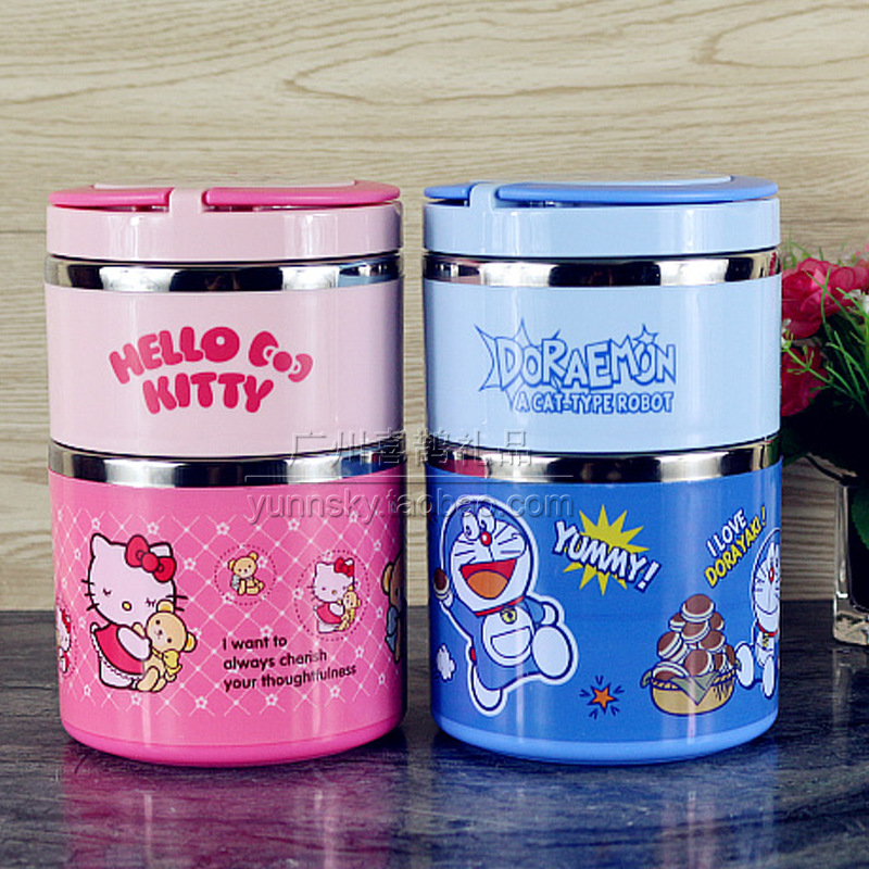 hello kitty日本雙層學生女士保溫飯盒不銹鋼 可愛卡通兒童便當盒工廠,批發,進口,代購