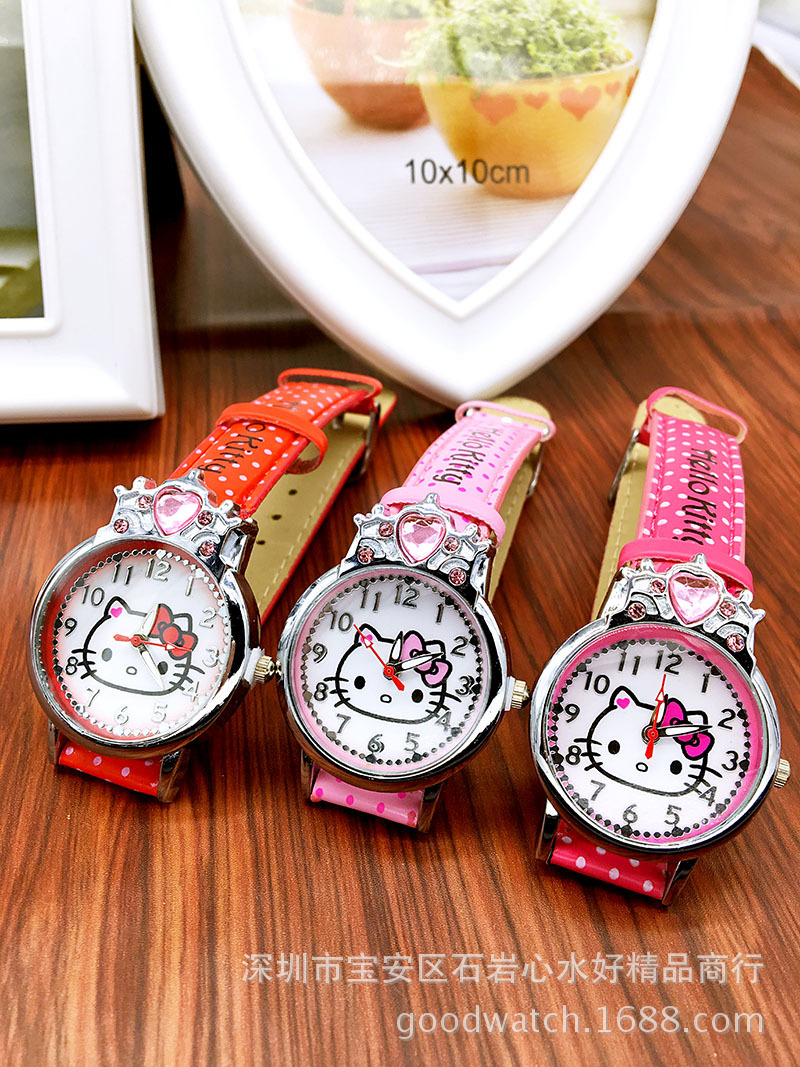 Hellokitty凱蒂貓水鉆兒童手錶KT貓學生女孩手鏈手錶工廠,批發,進口,代購