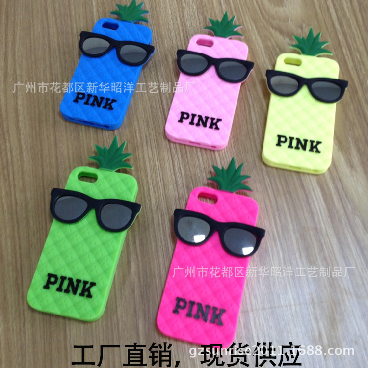 PINK菠蘿眼鏡帶鏡片 矽膠手機保護套殼蘋果iphone4 5 6 6plus三星工廠,批發,進口,代購