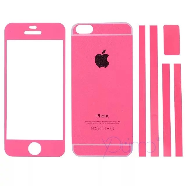 iPhone5S手機前後鋼化玻璃膜彩膜全身貼蘋果5保護膜純色帶邊貼紙批發・進口・工廠・代買・代購