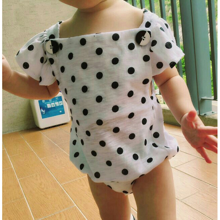 批發預定 韓國代購正品童裝 超可愛寶寶波點短袖三角哈衣嬰兒爬服工廠,批發,進口,代購