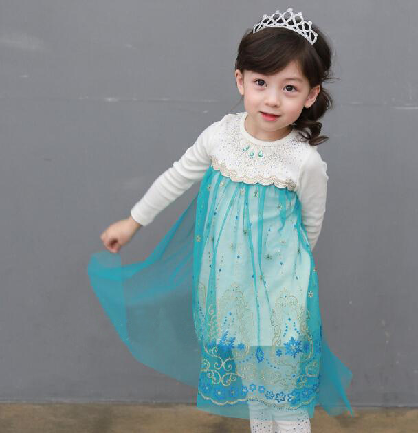 韓國正品童裝代購2015秋新款女童Herb冰雪奇緣愛莎公主長紗連衣裙工廠,批發,進口,代購