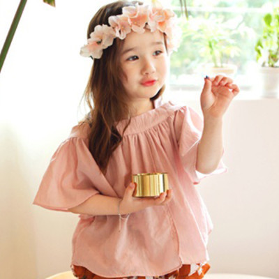 2016韓國正品童裝批發代理代購amber夏款漂亮純色袖子襯衫3色工廠,批發,進口,代購