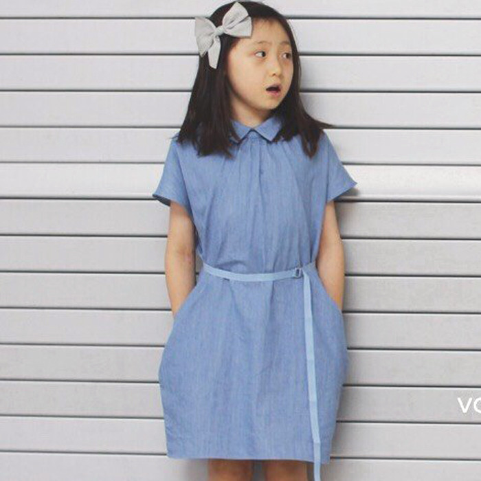 韓國進口正品童裝代購批發 2016夏女童母女娃娃領腰帶連衣裙0620工廠,批發,進口,代購