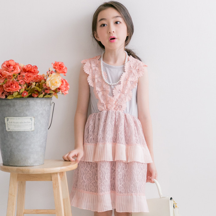 韓國正品進口童裝代購批發 2016夏女童蕾絲花朵淑女連衣裙0620工廠,批發,進口,代購