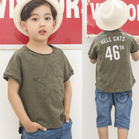 韓國代購進口正品男女童裝寶寶短袖兒童五星字母數字T恤2016夏GO工廠,批發,進口,代購