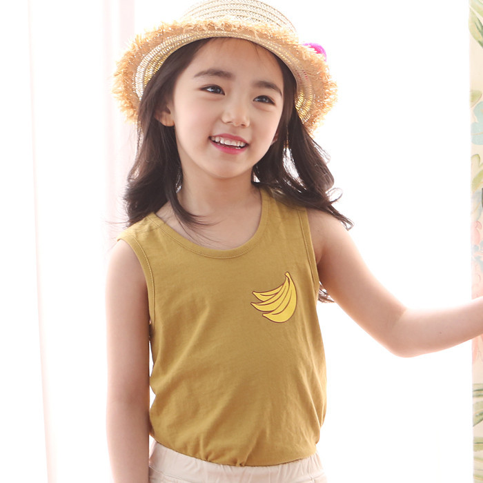 韓國進口正品童裝代購批發 2016夏女童兒童無袖香蕉背心T恤0605工廠,批發,進口,代購