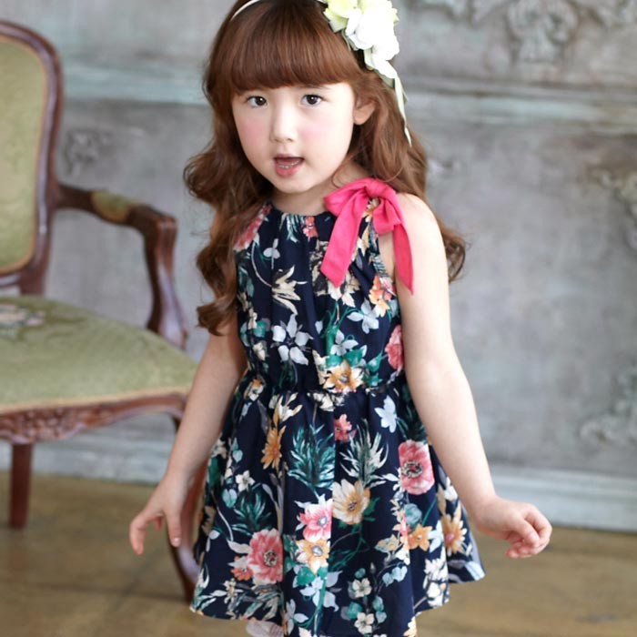 韓國正品進口童裝代購批發 2016夏女童花朵收腰可愛連衣裙0524工廠,批發,進口,代購
